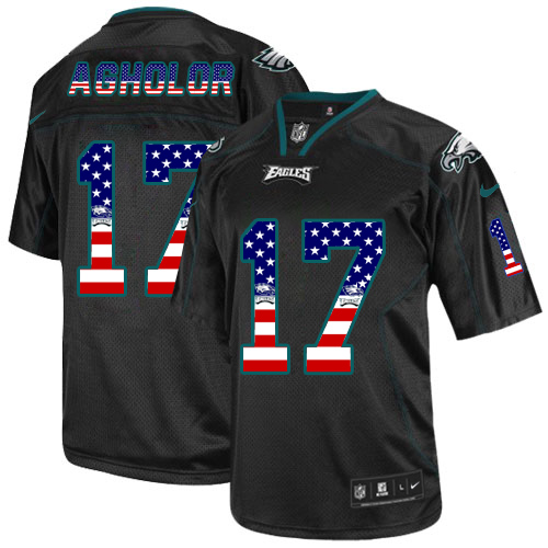 Men's Elite Nelson Agholor Nike Jersey Black - #17 USA Flag Fashion NFL Philadelphia Eagles